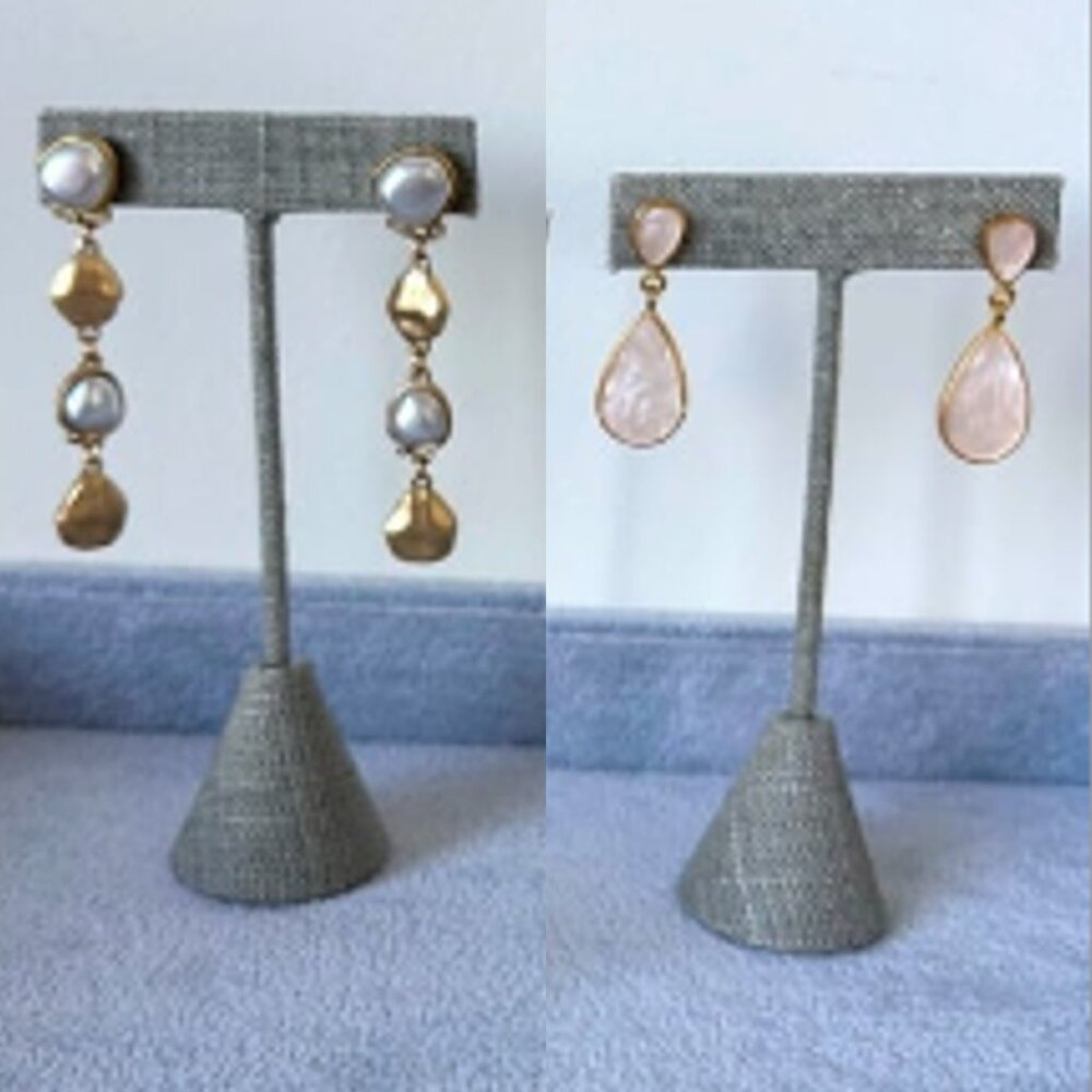 Lot of 2 Gold Tone Dangle Earrings